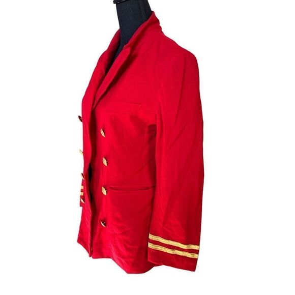 BANU Paris Vintage Red Nautical Jacket Blazer with Gold Accents Sz 6 - Picture 2 of 7
